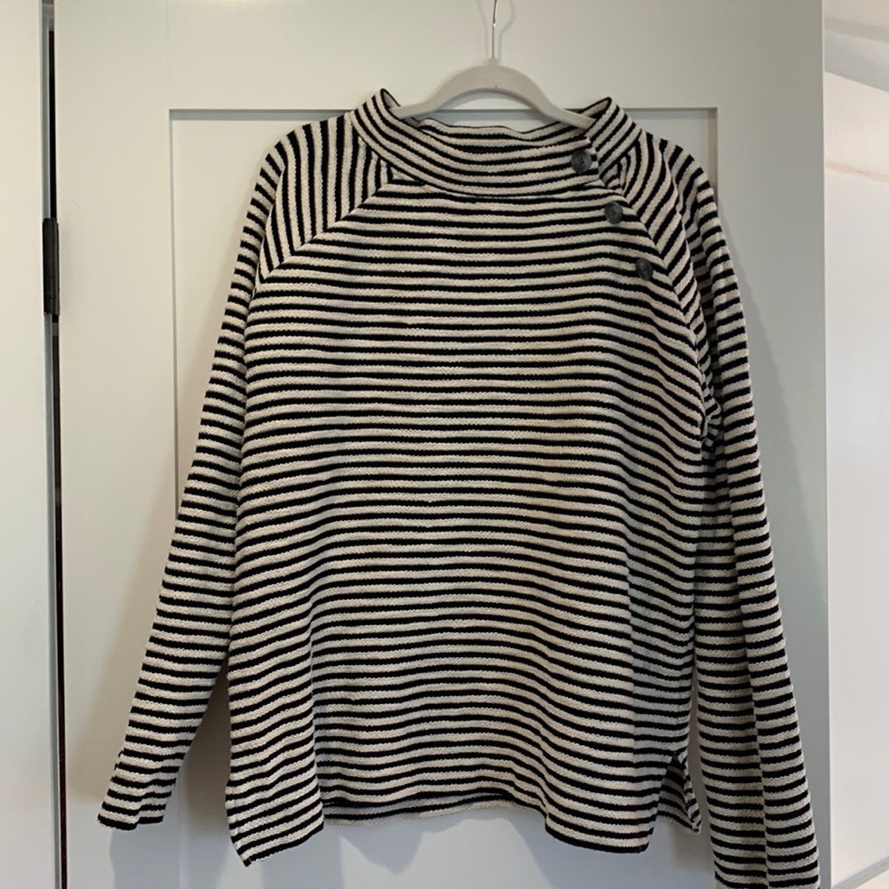 Loft Button Striped Sweater